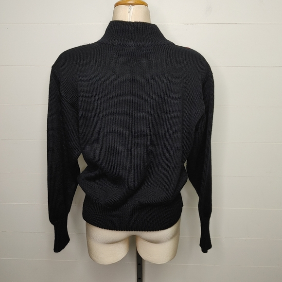 Vintage Embroidered Floral Mock Neck Wool Blend Sweater Size S - Picture 5 of 11